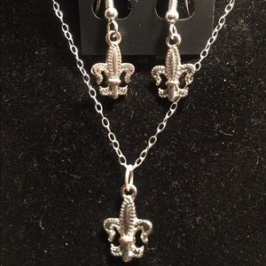 Cross chain charm & earrings